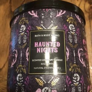 Bath & Body Works Haunted Nights Candle - Purple and Black Design